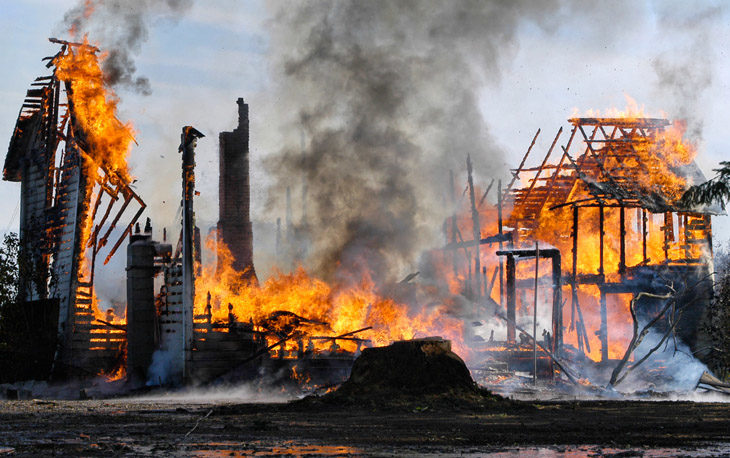 Factory completed destroyed by a large fire